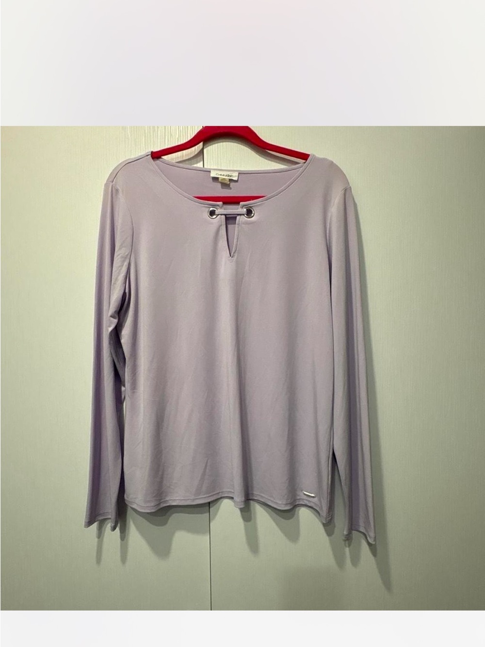 Calvin Klein Light Lavender Long Sleeve Top with Eyelet Tie